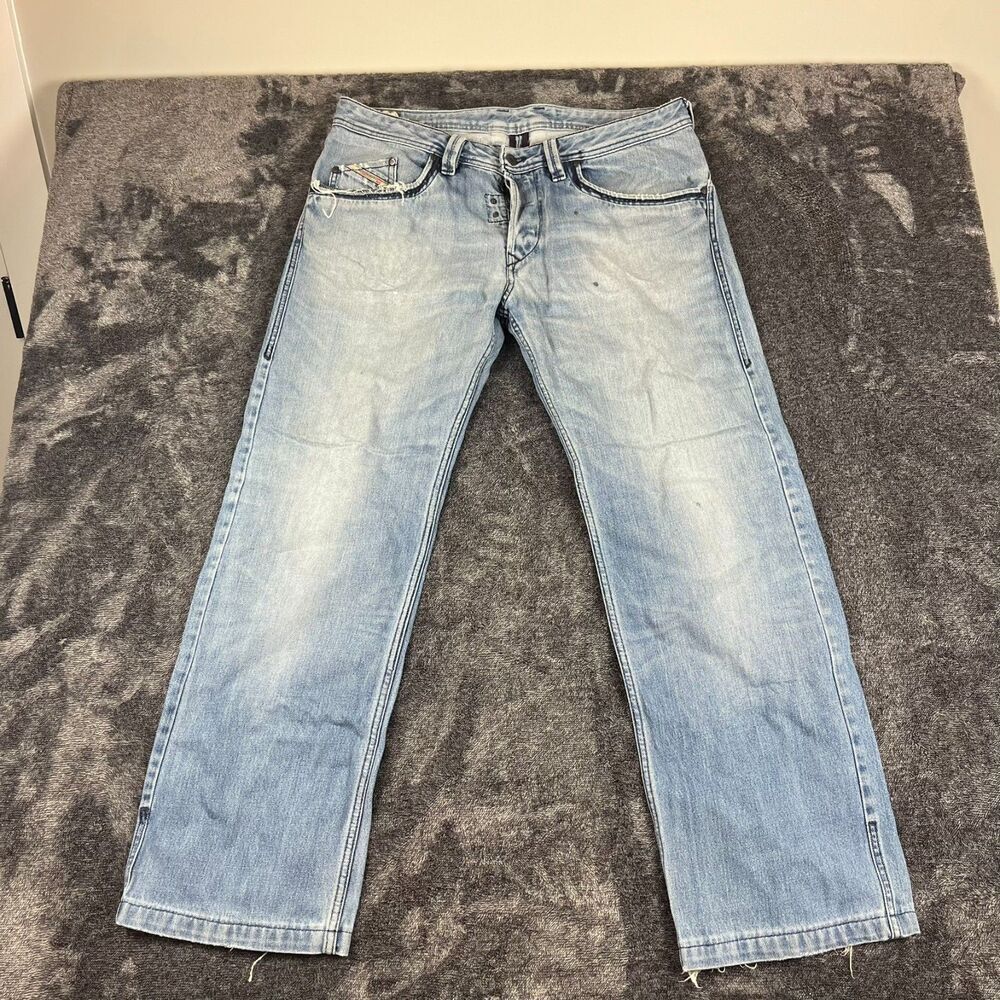Diesel Busky Baggy Light Blue Denim Jeans Men's 36 (37X31) Button Fly Rare *Read